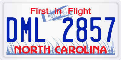 NC license plate DML2857