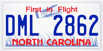 NC license plate DML2862