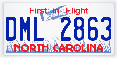 NC license plate DML2863