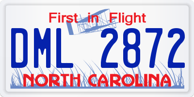 NC license plate DML2872
