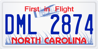 NC license plate DML2874
