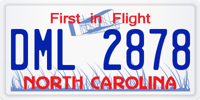 NC license plate DML2878