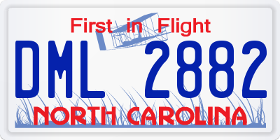NC license plate DML2882
