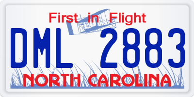 NC license plate DML2883