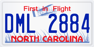 NC license plate DML2884