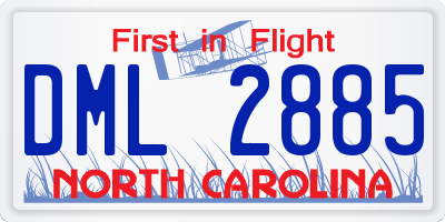 NC license plate DML2885