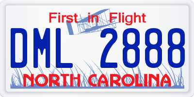 NC license plate DML2888