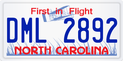 NC license plate DML2892