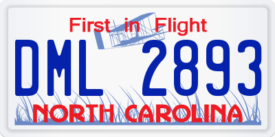 NC license plate DML2893
