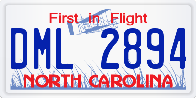 NC license plate DML2894