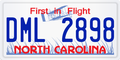 NC license plate DML2898
