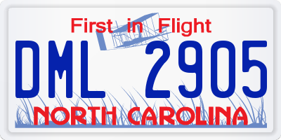 NC license plate DML2905