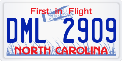 NC license plate DML2909