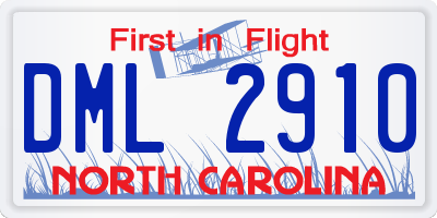 NC license plate DML2910