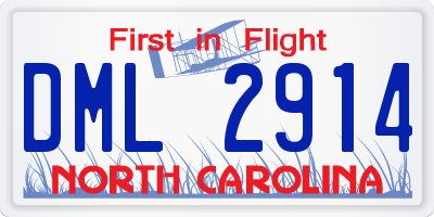 NC license plate DML2914