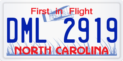 NC license plate DML2919