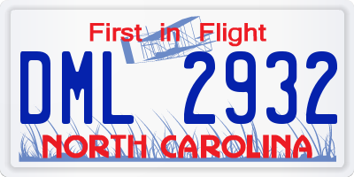 NC license plate DML2932