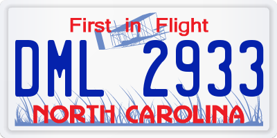 NC license plate DML2933