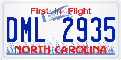 NC license plate DML2935
