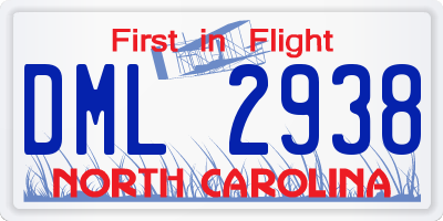 NC license plate DML2938
