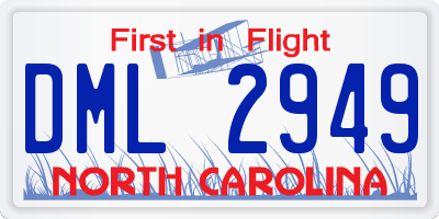 NC license plate DML2949
