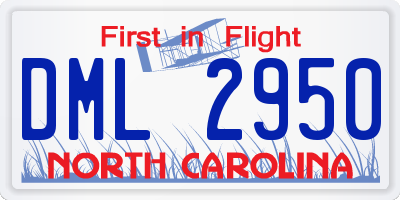 NC license plate DML2950