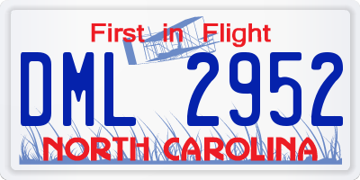 NC license plate DML2952