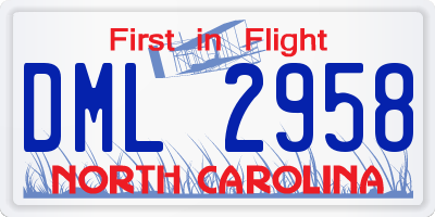 NC license plate DML2958