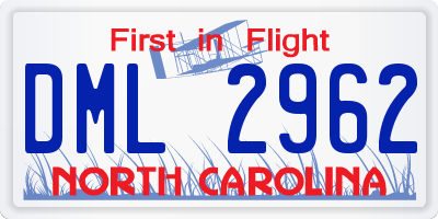 NC license plate DML2962