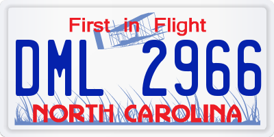 NC license plate DML2966