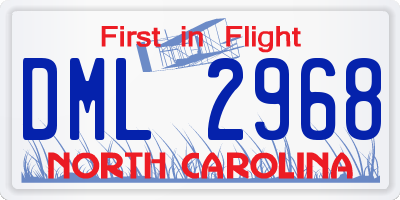 NC license plate DML2968