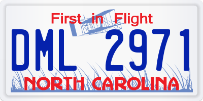 NC license plate DML2971