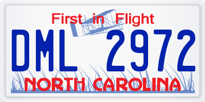 NC license plate DML2972