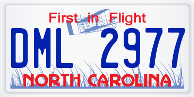 NC license plate DML2977