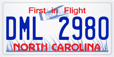 NC license plate DML2980