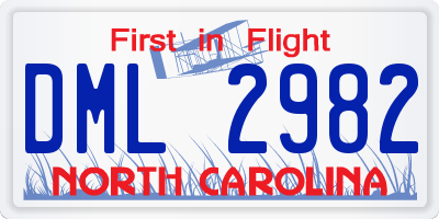 NC license plate DML2982