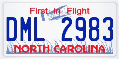 NC license plate DML2983