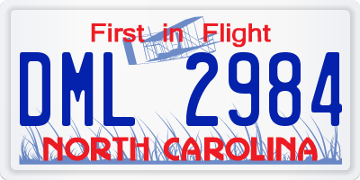 NC license plate DML2984
