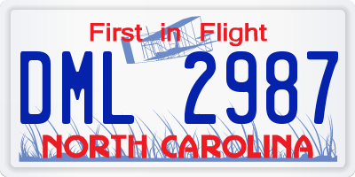 NC license plate DML2987