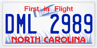 NC license plate DML2989