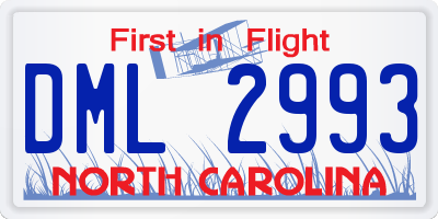 NC license plate DML2993