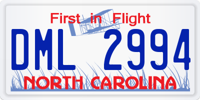 NC license plate DML2994