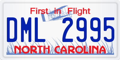 NC license plate DML2995