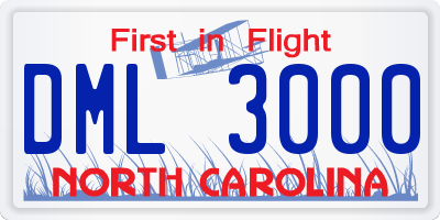 NC license plate DML3000