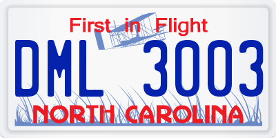 NC license plate DML3003