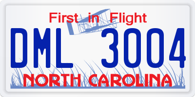 NC license plate DML3004