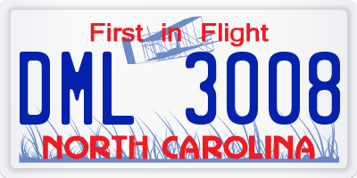 NC license plate DML3008