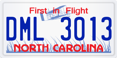 NC license plate DML3013