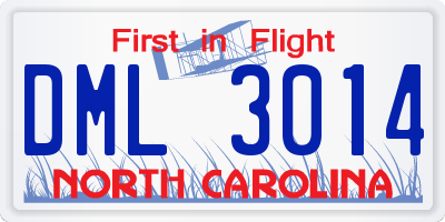 NC license plate DML3014