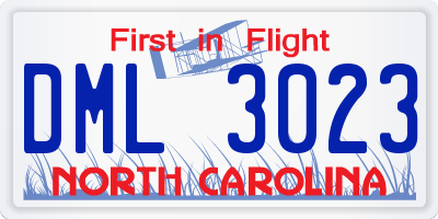 NC license plate DML3023